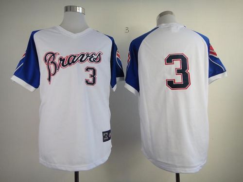 Braves #3 Dale Murphy White 1974 Throwback Stitched MLB Jersey - Click Image to Close